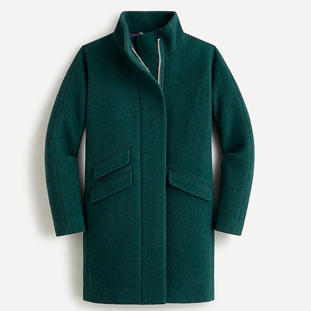 J. Crew Cocoon Emerald Green Stadium Cloth Wool Jacket size 2